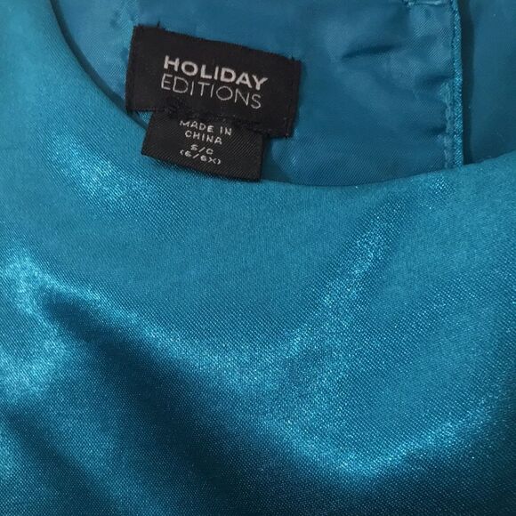 Holiday Editions Dark Teal Sparkles and Bow Dress: Size 6/6X - Picture 9 of 9